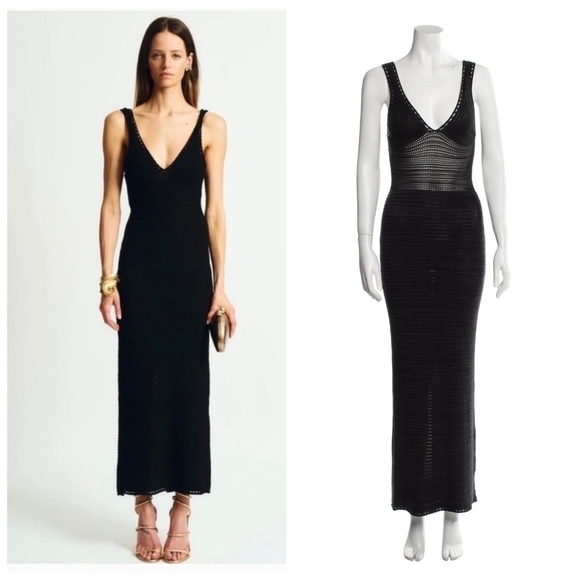 Torn by Ronny Kobo Dresses & Skirts - New Torn By Ronny Kobo Madi Crochet Open-Back Black Metallic Maxi Dress